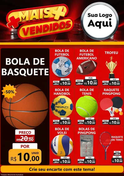 Modelo de Encarte para Encarte A4 Vertical com o tema Mais Vendidos para Artigos Esportivos