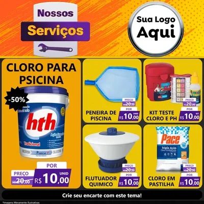 Modelo de Rede Social para Feed Facebook com o tema Nossos Serviços para Produtos para Piscina