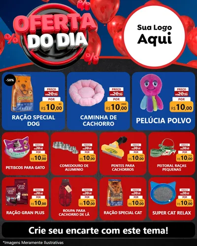 Modelo de Rede Social para Feed Instagram com o tema Oferta do Dia para Pet Shop