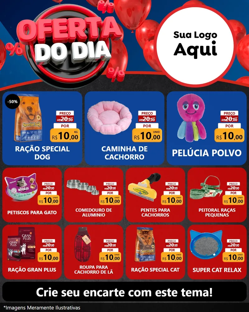Modelo de Rede Social para Feed Instagram com o tema Oferta do Dia para Pet Shop