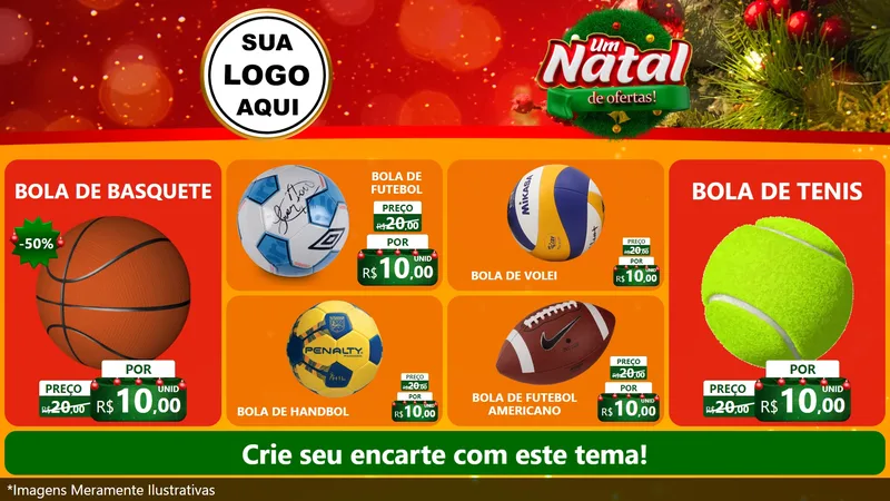 Modelo de TV para TV Horizontal com o tema Um Natal de Ofertas para Artigos Esportivos