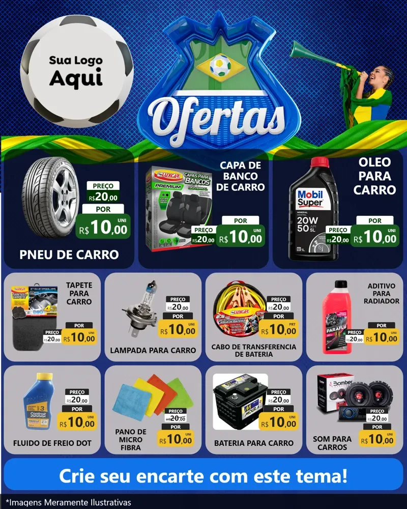 Modelo de Rede Social para Feed Instagram com o tema Ofertas (Futebol) para Auto peças