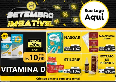 Modelo de Encarte para Encarte A4 Horizontal com o tema Setembro Imbatível para Farmácia