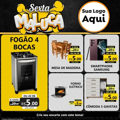 Modelo de Rede Social para Feed Facebook com o tema Sexta Maluca para Móveis e Eletro