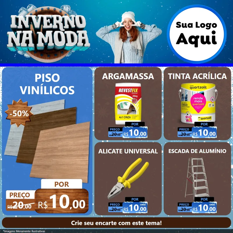 Modelo de Rede Social para Feed Facebook com o tema Inverno na Moda para Material para Construção