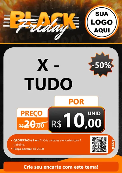 Modelo de Cartaz para Cartaz A4 Vertical com o tema Black Friday para Hamburgueria