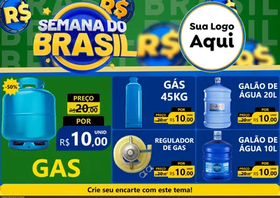 Modelo de Encarte para Encarte A4 Horizontal com o tema Semana Do Brasil para Água e gás