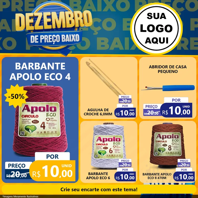Modelo de Rede Social para Feed Facebook com o tema Dezembro de Preço Baixo para Armarinho e Aviamentos
