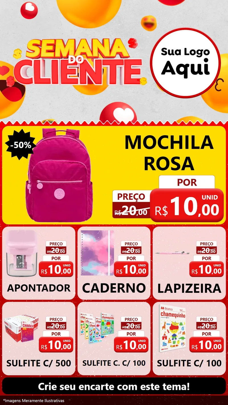 Modelo de Rede Social para Stories com o tema Semana do Cliente para Papelaria