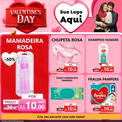 Modelo de Rede Social para Feed Facebook com o tema Valentine's Day para Bebês