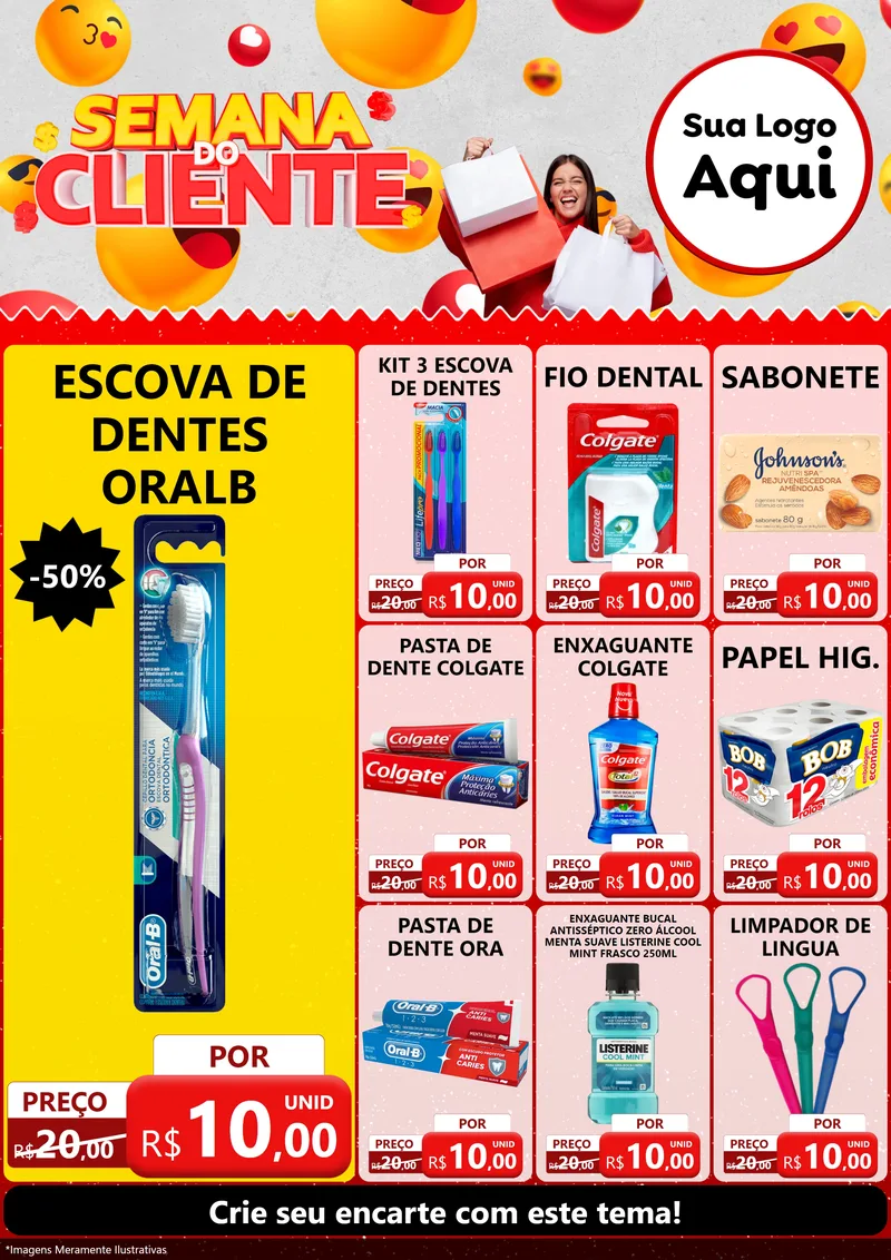 Modelo de Encarte para Encarte A4 Vertical com o tema Semana do Cliente para Higiene Pessoal
