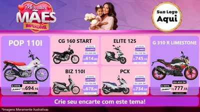 Modelo de TV para TV Horizontal com o tema Mês das Mães Imperdível para Concessionaria de Motos