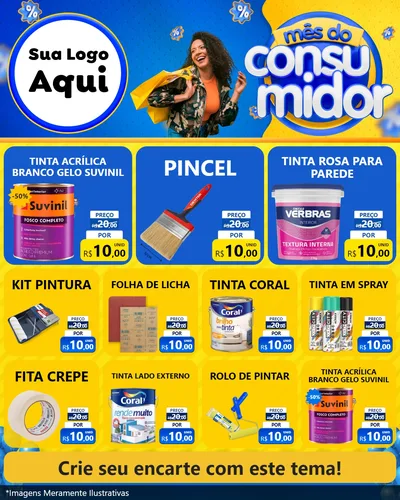 Modelo de Rede Social para Feed Instagram com o tema Mês do Consumidor para Tintas e Ferramentas