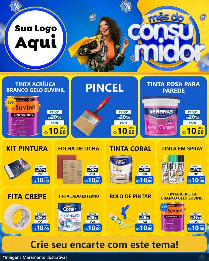 Modelo de Rede Social para Feed Instagram com o tema Mês do Consumidor para Tintas e Ferramentas