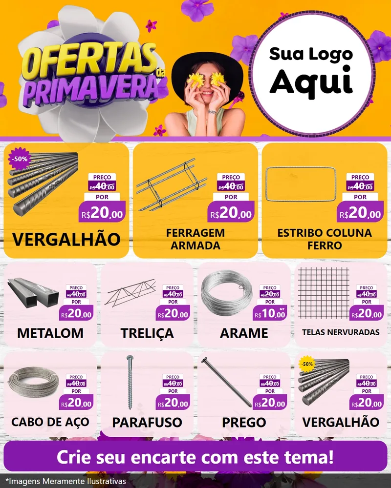 Modelo de Rede Social para Feed Instagram com o tema Ofertas Da Primavera para Ferragens