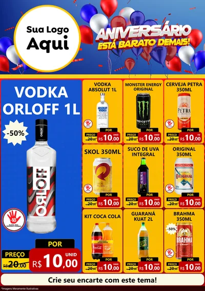 Modelo de Encarte para Encarte A4 Vertical com o tema Aniversário para Distribuidora de bebidas