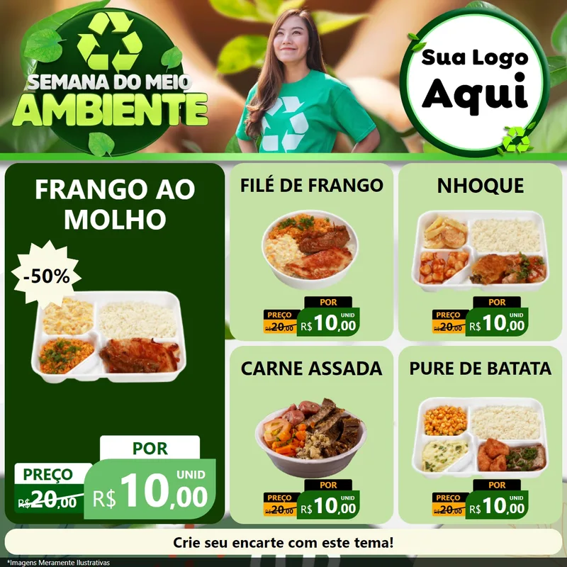 Modelo de Rede Social para Feed Facebook com o tema Semana do Meio Ambiente para Restaurante