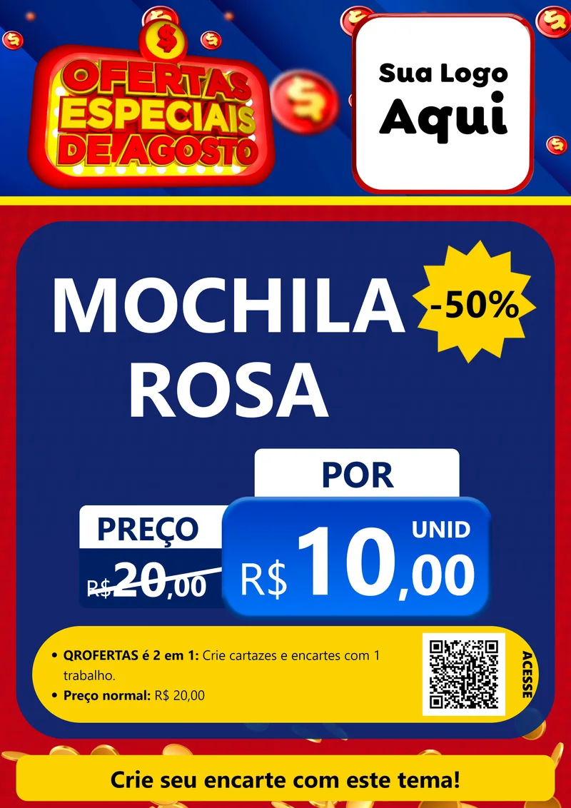 Modelo de Cartaz para Cartaz A4 Vertical com o tema Ofertas Especiais de Agosto para Papelaria