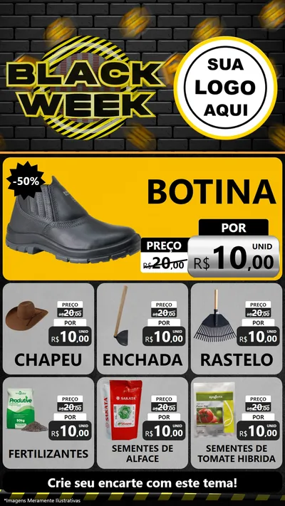 Modelo de Rede Social para Stories com o tema Black Week para Agropecuária