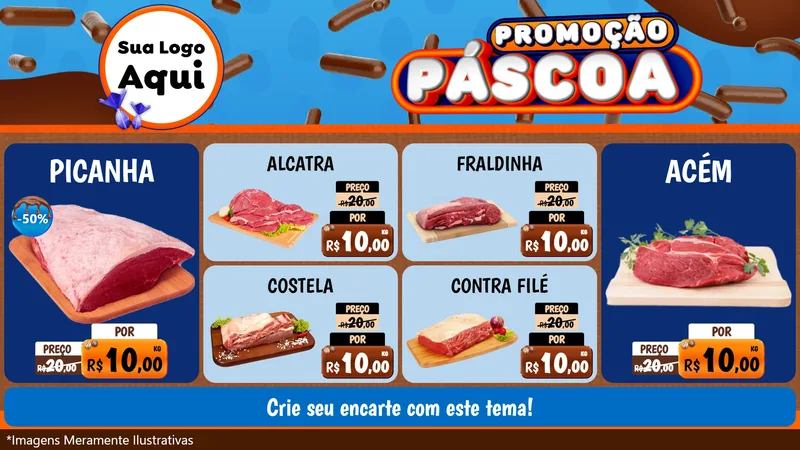 Modelo de TV para TV Horizontal com o tema Promoção Páscoa para Açougue