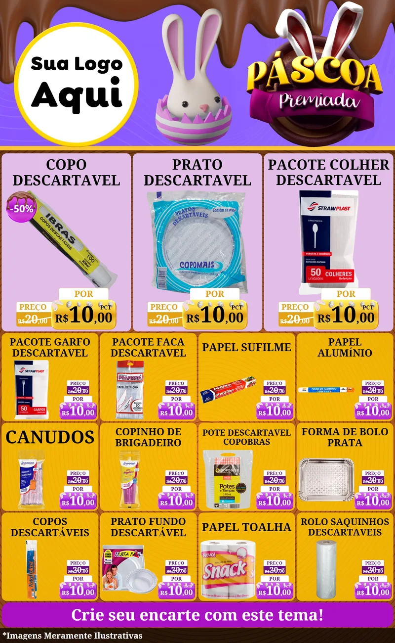 Modelo de Encarte para Encarte Grande com o tema Páscoa Premiada para Embalagens