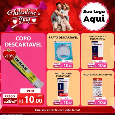 Modelo de Rede Social para Feed Facebook com o tema Valentine's Day para Embalagens