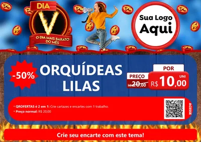 Modelo de Cartaz para Cartaz A4 Horizontal com o tema Dia V - O Dia Mais Barato Do Mês para Floricultura e jardim