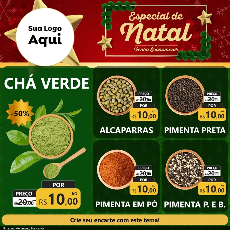 Modelo de Rede Social para Feed Facebook com o tema Especial de Natal para Produtos Naturais