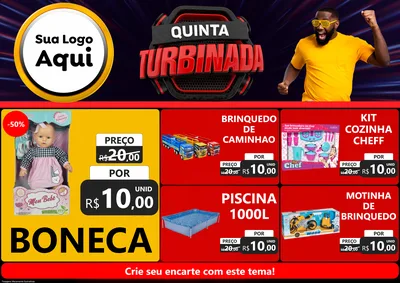 Modelo de Encarte para Encarte A4 Horizontal com o tema Quinta Turbinada para Brinquedos