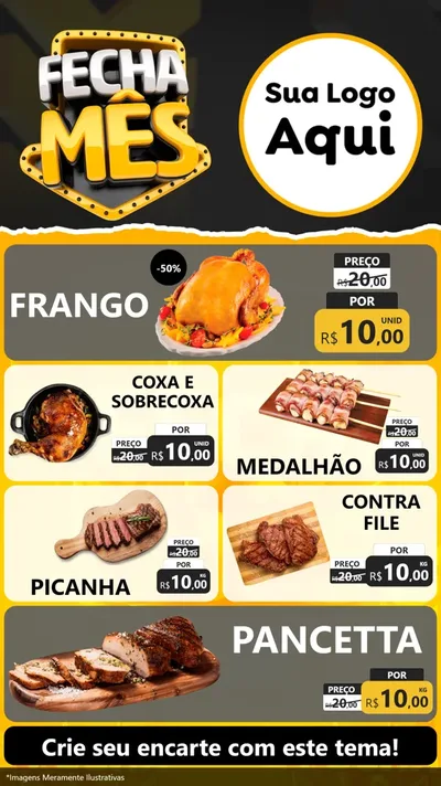 Modelo de TV para TV Vertical com o tema Fecha Mês para Assados