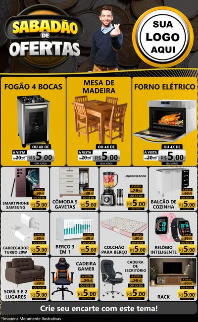 Modelo de Encarte para Encarte Grande com o tema Sabadão de Ofertas para Móveis e Eletro