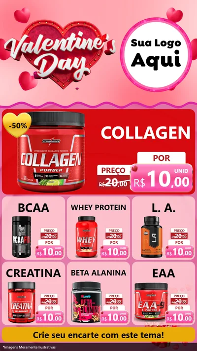 Modelo de Rede Social para Stories com o tema Valentine's Day para Suplementos alimentares