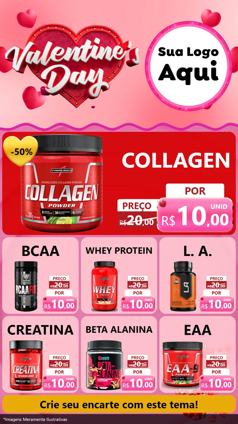 Modelo de Rede Social para Stories com o tema Valentine's Day para Suplementos alimentares