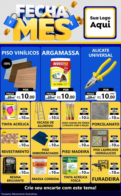 Modelo de Encarte para Encarte Grande com o tema Fecha Mês para Material para Construção