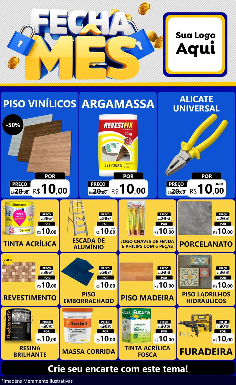 Modelo de Encarte para Encarte Grande com o tema Fecha Mês para Material para Construção