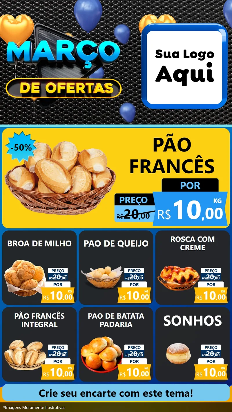 Modelo de Rede Social para Stories com o tema Março de Ofertas para Padaria