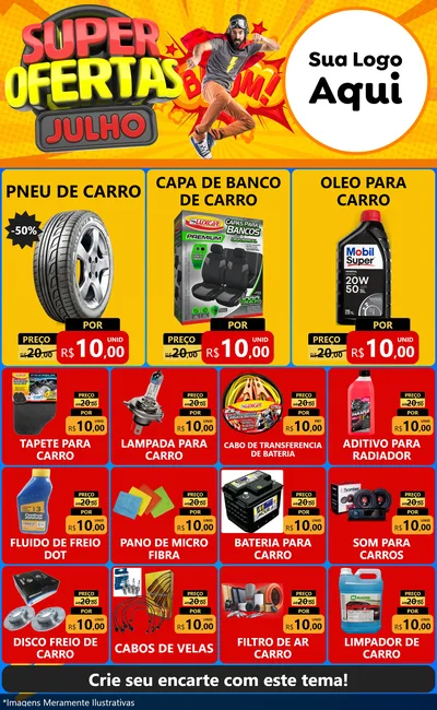 Modelo de Encarte para Encarte Grande com o tema Super Ofertas Julho para Auto peças