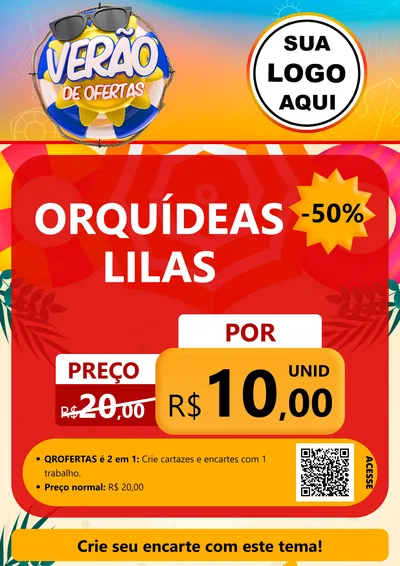 Modelo de Cartaz para Cartaz A4 Vertical com o tema Verão de Ofertas para Floricultura e jardim