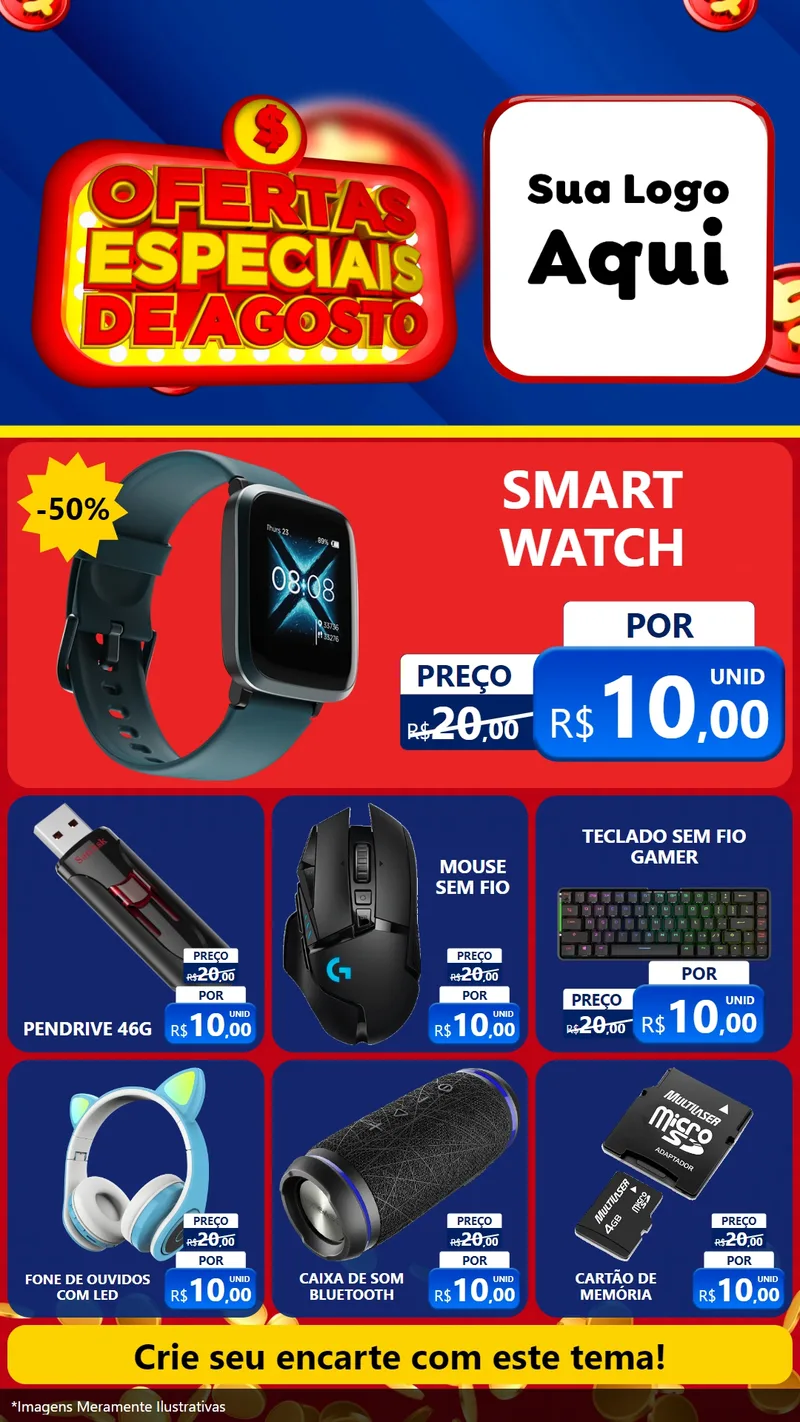 Modelo de Rede Social para Stories com o tema Ofertas Especiais de Agosto para Informática
