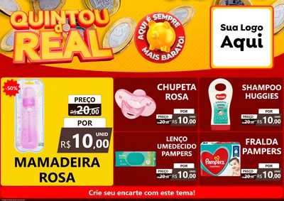 Modelo de Encarte para Encarte A4 Horizontal com o tema Quintou do Real para Bebês