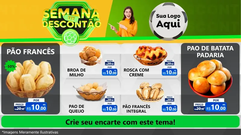 Modelo de TV para TV Horizontal com o tema Semana de Descontão - Copa para Padaria