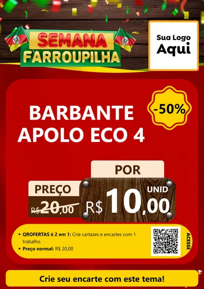 Modelo de Cartaz para Cartaz A4 Vertical com o tema Semana Farroupilha para Armarinho e Aviamentos