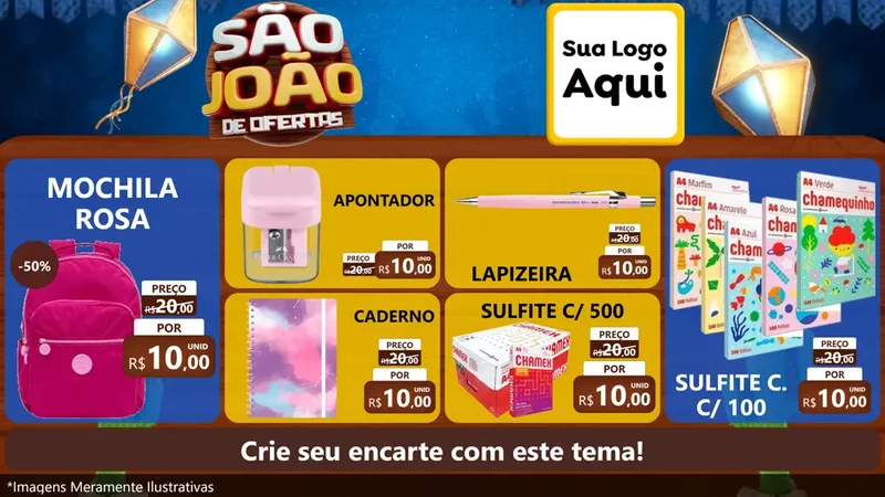 Modelo de TV para TV Horizontal com o tema São João Ofertas Imbatíveis! - Junina para Papelaria