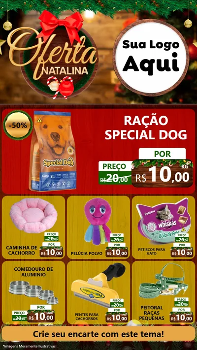 Modelo de Rede Social para Stories com o tema Ofertas Natalina para Pet Shop