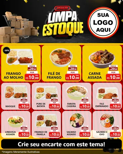 Modelo de Rede Social para Feed Instagram com o tema Operação Limpa Estoque para Restaurante