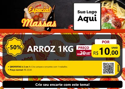 Modelo de Cartaz para Cartaz A4 Horizontal com o tema Especial Massas para Supermercado