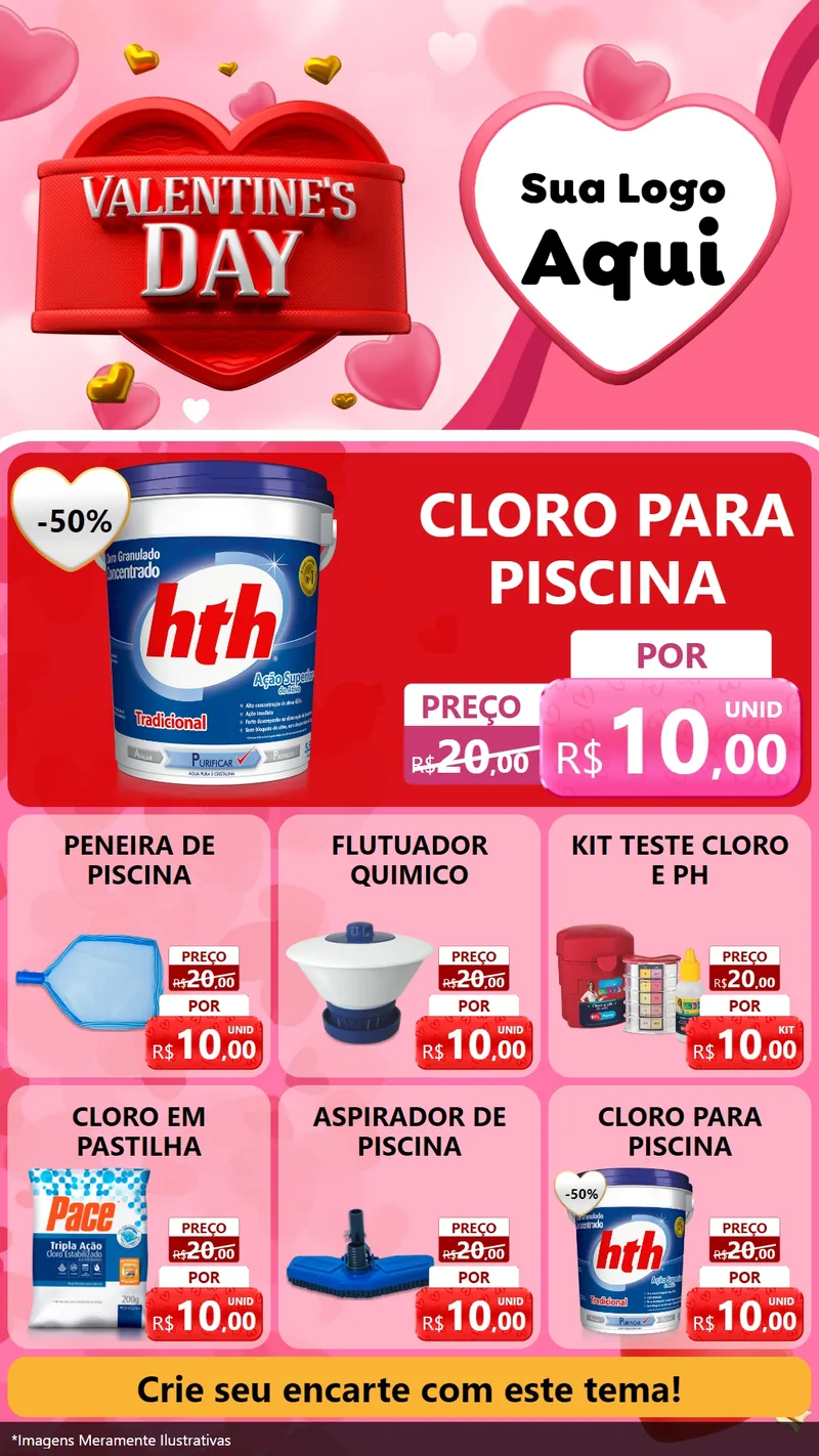 Modelo de Rede Social para Stories com o tema Valentine's Day para Produtos para Piscina