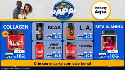Modelo de TV para TV Horizontal com o tema Ofertas Imperdíveis Mês Do Papai para Suplementos alimentares