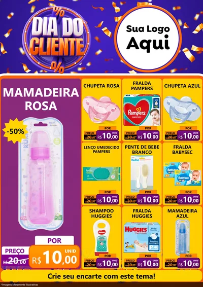 Modelo de Encarte para Encarte A4 Vertical com o tema Dia do Cliente para Bebês