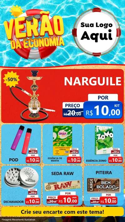 Modelo de Rede Social para Stories com o tema Verão da Economia para Tabacaria